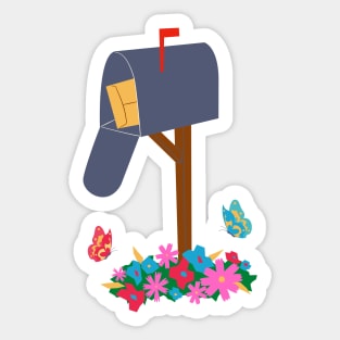 Mailbox, Flowers, and Butterflies Sticker